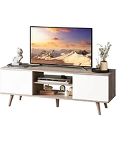 Wlive Tv Stand for 55 60 inch Boho Entertainment Center with Storage Cabinets Console Living Room Decor