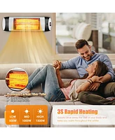 Gymax Wall-Mounted Electric Heater Patio Infrared Heater W/ Remote Control