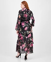 Rachel Roy Women's Mae Printed Tiered Maxi Dress