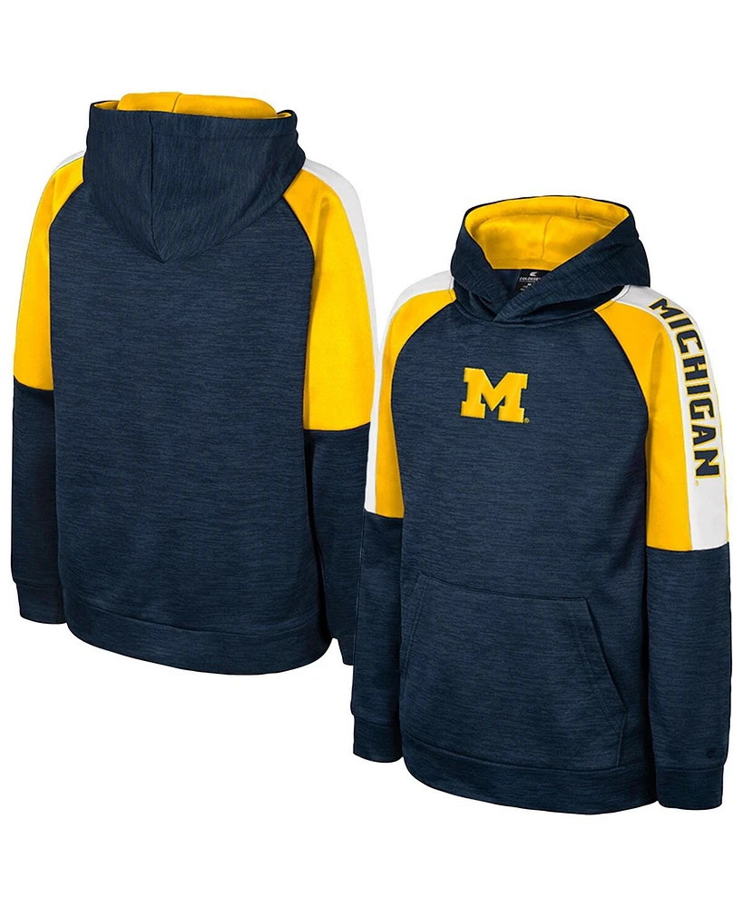 Colosseum Big Boys and Girls Navy Michigan Wolverines Pullover Hoodie