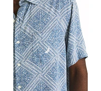 Nautica Men's Printed Linen Short Sleeve Shirt