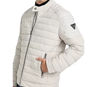 Guess Men's Lightweight Quilted Jacket with Moto Detail