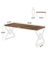 Tribesigns Large Office Computer Desk with Extra Thick Wooden Tabletop and Metal Frame, 63 Inch Executive Desk for Home Office