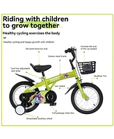 16 inch sporty kids bike with training wheels and stand Adjustable saddle Suitable for aged 4-8 years Height 41-46 inches