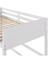 Slickblue Solid Wood Twin Loft Bed with Ladder - Space-Saving Elevated Bed Frame for Kids' or Teens' Bedroom