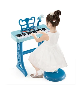 Gymax 37-Key Kids Piano Keyboard Toy Musical Electronic Instrument w/ Stool