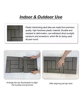 Wood Plastic Composite Deck Tiles Set of 20pcs, Composite Decking Resist Rust, Patio Flooring Outdoor Waterproof, Floor Tiles for Balcony, Backyard