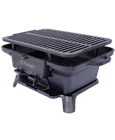 Oval Cast Iron Grill Outdoor, Portable Charcoal Grill and Tabletop Cast Iron Skillet