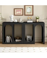 Modular Entryway Console Table with Rectangular Exterior and Curved Interior Design for Customizable Arrangements,Suitable for Study,Entrance and Livi