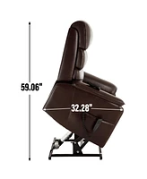 Brown Leatheraire Dual Motor Infinite Position Up to 350 Lbs Power Lift Recliner Chair with Power-Remote