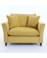 Oversized Armchair, Chenille Fabric, Comfy Accent Chair Single Sofa with Pillow for Living Room Bedroom Office Apartment, Yellow