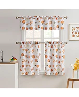 Kate Aurora 3 Piece Thanksgiving Autumn Harvest Pumpkins & Leaves Kitchen Curtain Tier & Valance Set