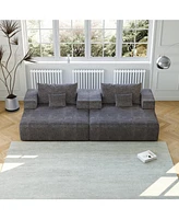 55-inch Chenille Sponge Sofa Lounge Chair,No Assembly Required,Fluffy Modern Sleeper Chair for Indoor Living Room Bedroom