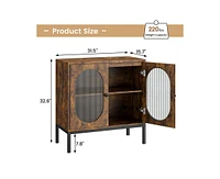 gaomon Buffet Cabinet, Rattan Storage Cabinet with Doors and Shelves, Accent Cabinet Sideboard