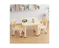 gaomon Kids Table and 2 Chairs Set with Graffiti Desktop, Height Adjustable Toddler Table and Chairs Set