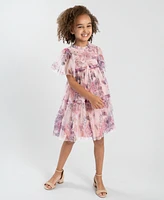 Rare Editions Little Girls Shimmer Floral Mesh Dress