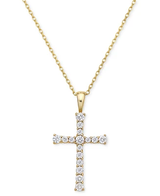 Diamond Cross Pendant Necklace (1/4 ct. t.w.) in 14k White or Yellow Gold