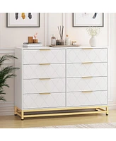 gaomon 8 Drawer Dresser For Bedroom With Deep Drawers, Wide Chest Of Drawers With Metal Handles