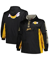 Mitchell & Ness Men's Black Los Angeles Lakers Big Tall Hardwood Classics Team Og 2.0 Anorak Hoodie Quarter-Zip Windbreaker Jacket