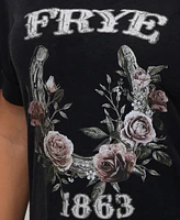 Frye Women's Roll-Cuff Crewneck Graphic T-Shirt