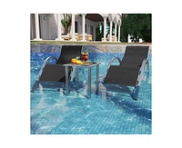 gaomon Outdoor Patio Chaise Lounge Set of 2, 3 Pieces Pool Lounge Chairs with Arm & Side Table, Beach Sunbathing Lawn Aluminum Chairs for Outside