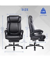 Boyel Living Office Chair with Footrest Ergonomic Executive High Back Reclining Leather Chair with Lying Adjustable