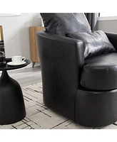 Swivel Barrel Chair, Comfy Round Accent Sofa Chair for Living Room, 360 Degree Swivel Barrel Club Chair, Leisure Arm Chair for Nursery, Hotel, Bedroom