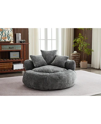 Streamdale Furniture Foam Bean Bag Chairs for Adults/Teens with Filling,Bean Bag Lazy Sofa with Ultra Soft Chenille Cover,Round Bean Bag,Indoor & Outd