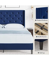 gaomon Queen Bed Frame with Headboard Wingback, Upholstered Platform Button Tufted