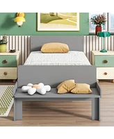 Slickblue Twin Bed with Footboard Bench - Stylish and Functional Bedroom Furniture for Added Storage and Comfort