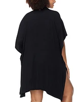 Raisins Curve Trendy Plus Vacay Button-Front Cover-Up Shirt