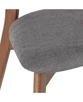 Mid-Century Walnut Finished Frame Upholstered Dining Chairs (Set of 2) (Dark Grey)