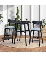 31.5 Inch Oversize Round Bar Table, Wooden High Top Kitchen Dining Table for Pub,Living Room,Restaurant,Cocktail Bar,Black