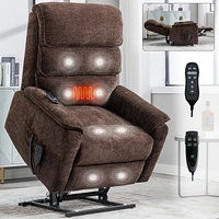 Chenille Dual Motor Infinite Position Up to 350 Lbs Power Lift Recliner Chair with Power-Remote