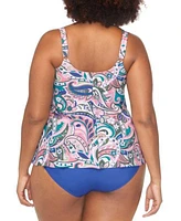 Raisins Curve Trendy Plus Size Shoreline Keyhole Tankini Top Costa Ruched Bikini Bottoms