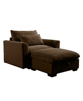 Streamdale Furniture Brown Corduroy Sofa Couch, Modular Couch with Storage Ottoman, Couch Deep Seat Couches for Modern Living Room/Apartment/Office