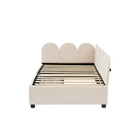 Streamdale Furniture Twin size Upholstered Daybed with 2 Drawers, Velvet Sofabed with Soft Fabric Headboard, No Box-spring Needed, Beige