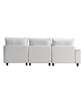 104''x65'' Modern Sectional Deep Seat Sofa with wireless Charging,Usb Charging Port,Bluetooth Speaker,4seat Boucle Modular Couch with2pcs toss pillows
