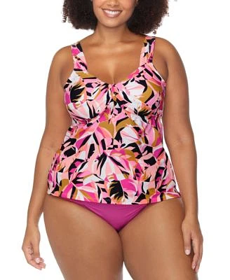 Raisins Curve Trendy Plus Size Rimini Twist Front Tankini Top Costa Ruched Bikini Bottoms