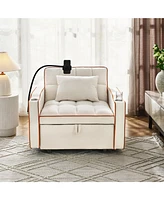 Convertible Sleeper Chair Sofa Bed Adjustable Pull Out Sleeper Chair Bed Multi-Pockets Folding Sofa Bed for Living Room Bedroom Small Space,3-in-1 Sof