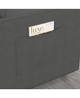 Loveseats Sofa Bed with Pull-out Bed,Adjsutable Back and Two Arm Pocket-Dark grey(54.5"x33"x31.5")
