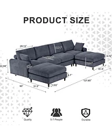 Streamdale Furniture Modern corduroy modular section sofa, U-shaped convertible L