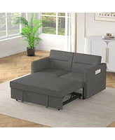 Streamdale Furniture Loveseats Sofa Bed with Pull-out Bed,Adjsutable Back and Two Arm Pocket-Dark grey(54.5"x33"x31.5")