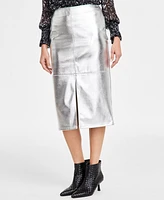 I.n.c. International Concepts Women's Metallic Slit-Front Pencil Skirt, Exclusively at Macy's