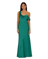 Adrianna by Papell Women's Satin Draped One-Shoulder Mermaid Gown