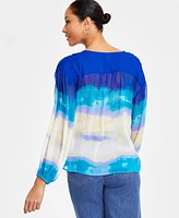 I.n.c. International Concepts Women's Printed Tie-Neck Top, Exclusively at Macy's