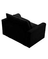 Streamdale Furniture Black Corduroy Deep Seat Single Sofa Accent Chair,Deep Seat Couch with Waist Pillow for Living Room/Apartment/Office