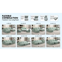 104.3270.86 Modular Sectional Sofa Sleeper Couch, Sectional Sofa with Chaise and Ottoman, Convertible U Shaped Modular Sofa Set. Compressed spon, Ligh