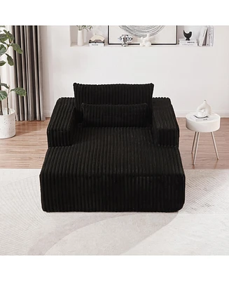 75-Inch Corduroy Sponge Sofa Lounge Chair,No Assembly Required,Fluffy Modern Sleeper Chair for Indoor Living Room Bedroom