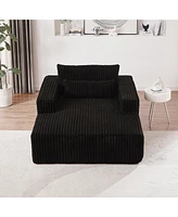 75-Inch Corduroy Sponge Sofa Lounge Chair,No Assembly Required,Fluffy Modern Sleeper Chair for Indoor Living Room Bedroom